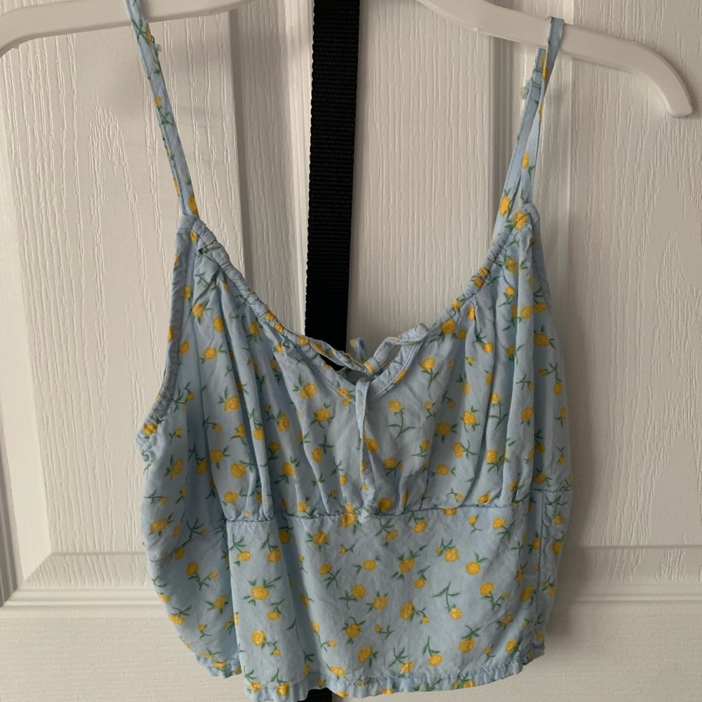 forever21 light blue crop top with lemons